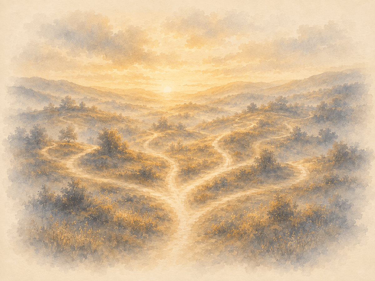 Aquarell-Illustration: verschiedene Wege der Begleitung